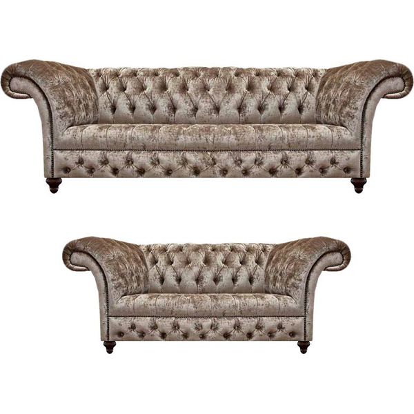 Lusso Nuovo Completo 2X Divani Design Arredi Mobili Chesterfield Soggiorno-image
