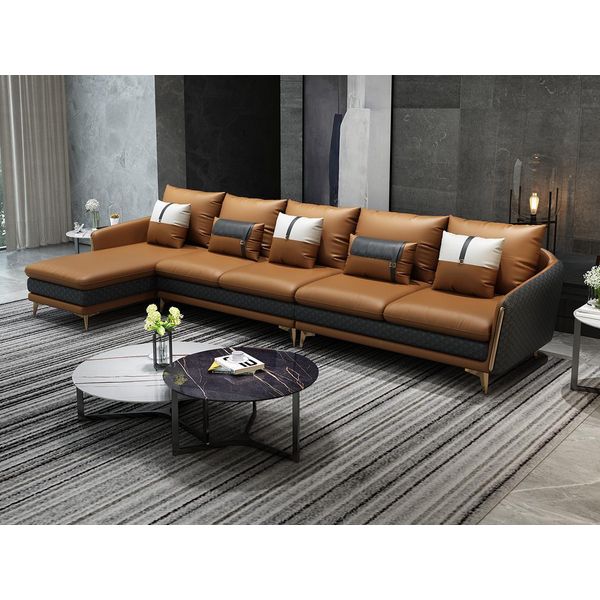Divano Angolare Di Design Divano A L Divani Moderni Divano In Pelle Set D'angolo Divani Tappezzeria-image