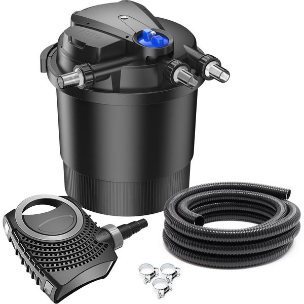 Set Completo Sunsun: Filtro A Pressione Per Laghetti CPA-20000 Fino A 40000 L Con Chiarificatore UV-C Da 36 Watt, Pompa Per Laghetti NEO6000 Supereco 6000L/H 40W, Tubo Per Laghetti Da 5M 38 Mm (1 1/2"), Fascette Stringitubo W1 44-47Mm"-image