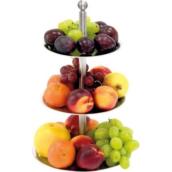 Etagere In Acciaio Inox A 3 Livelli - Etagere Per Frutta E Pasticceria, Altezza 42 Cm-image