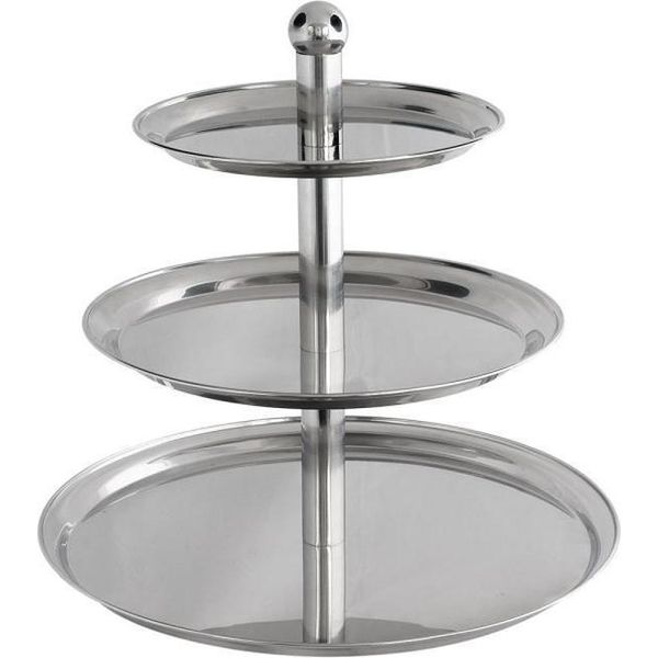 Etagere A 3 Livelli In Acciaio Inox - Elegante Etagere Per Torte E Piatti Per Buffet E Decorazioni-image