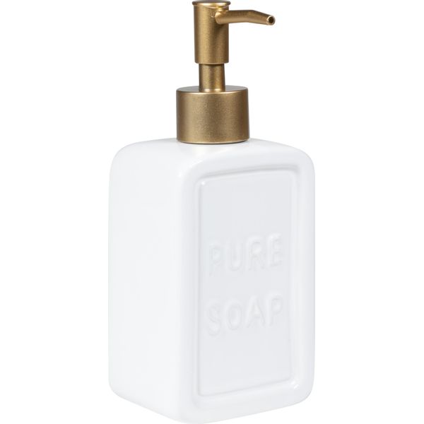 Quvio Dispenser Per Sapone - Pompa Per Sapone - Dispenser Per Sapone - Sapone Per Mani - Porta Sapone - 470 Ml - Bianco Con Oro-image