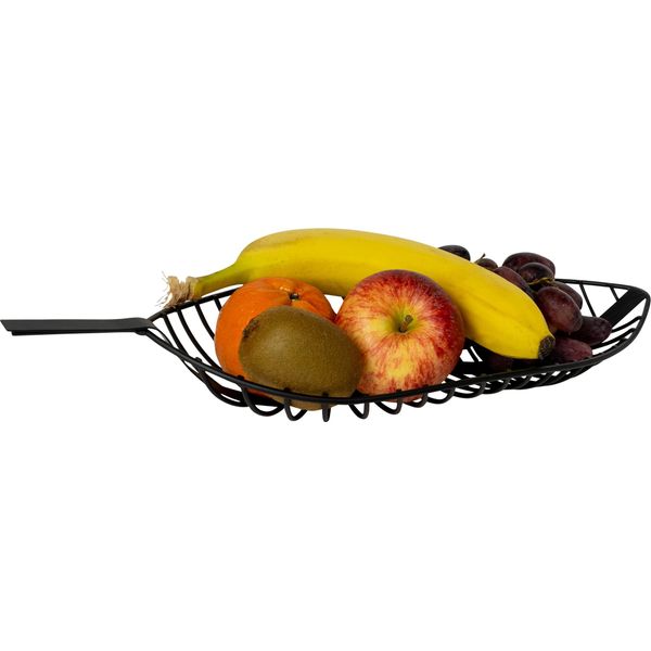 Quvio Ciotola Per Frutta A Forma Di Foglia - Cestino Per Frutta - Ciotola Per Frutta Nera - Ciotole Da Portata - Ciotole Di Presentazione - Acciaio - 17 X 39 X 5 Cm (Lxwxh) - Nero-image