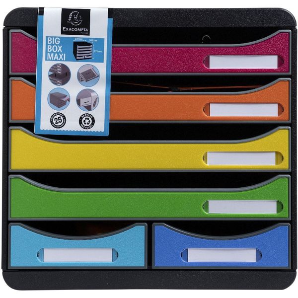 Cassettiera Exacompta Big Box Maxi 6 Cassetti Aperti Iderama Arcobaleno-image
