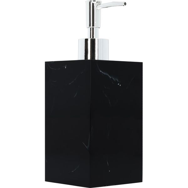 Quvio Distributore Di Sapone In Marmo - Plastica - Distributore Di Sapone - Accessori Per Il Bagno - Accessori Per La Toilette - Accessori Per La Cucina - Plastica - Nero Con Argento E Bianco - 7,5 X 7,5 X 19 Cm-image