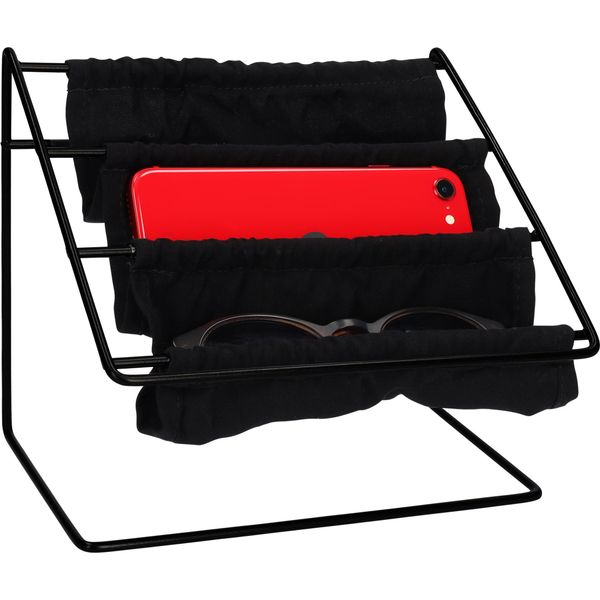 Quvio Desk Storage Rack - Metallo E Tessuto - Ripiani - Contenitore - Organizzatore Per Scrivania - Nero - 14 X 19 X 16,5 Cm (Lxwxh)-image