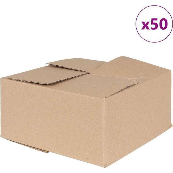 Vidaxl Scatola Pieghevole Con Contenitore 50 Pezzi Marrone 30 X 30 X 15 Cm Scatola Di Cartone-image