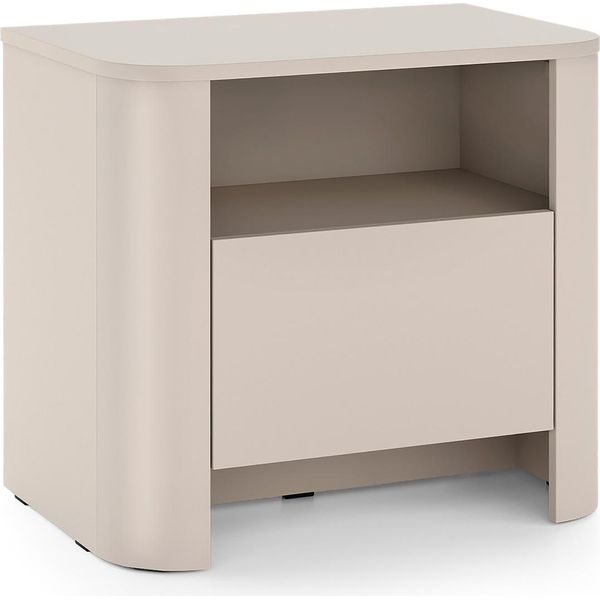 Comodino, Cashmere, 58 X 39 X 52 Cm | Mobile Moderno Con Bordi Arrotondati-image