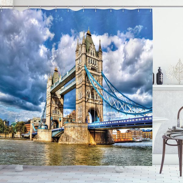 Abakuhaus London Tenda Da Doccia, Ponte Storico Sulla Torre Sul Quotidiano Britannico Patrimonio Internazionale Della Gran Bretagna, 175 X 200 Cm, Multicolore-image