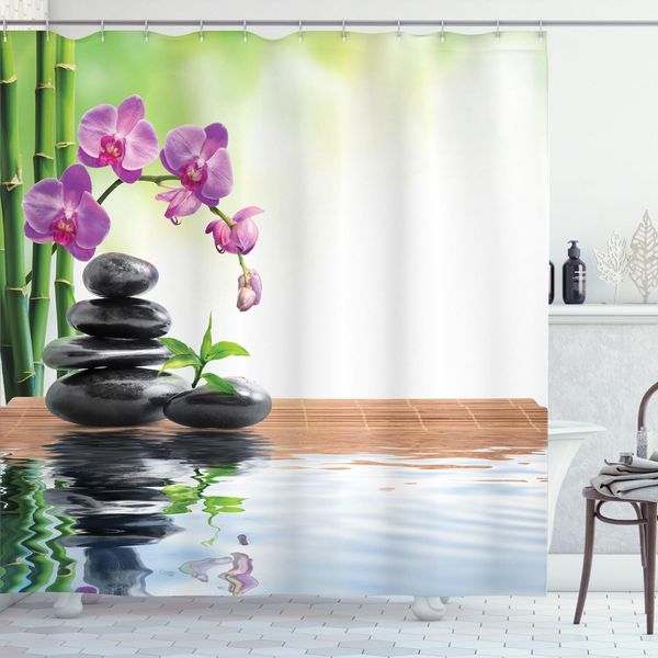 Abakuhaus Tenda Da Doccia Spa, Spa Con Acqua Di Sorgente Proprietà Salutari Stile Asiatico Orientale Miglioramento Artistico, 175 X 240 Cm, Multicolore-image