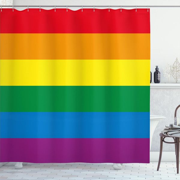 Abakuhaus Stolz Tenda Da Doccia, Bandiera Lgbt Della Parata Pride Libertà Uguaglianza Amore Passione, 175 X 180 Cm, Multicolore-image