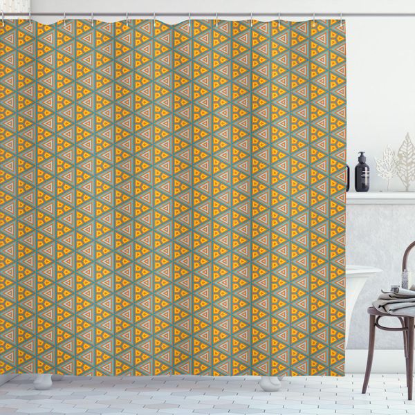 Abakuhaus Tenda Da Doccia Geometrica, Illustrazione Artistica Senza Tempo In Stile Tribale Africano Astratto E Retrò, 175 X 220 Cm, Multicolore-image