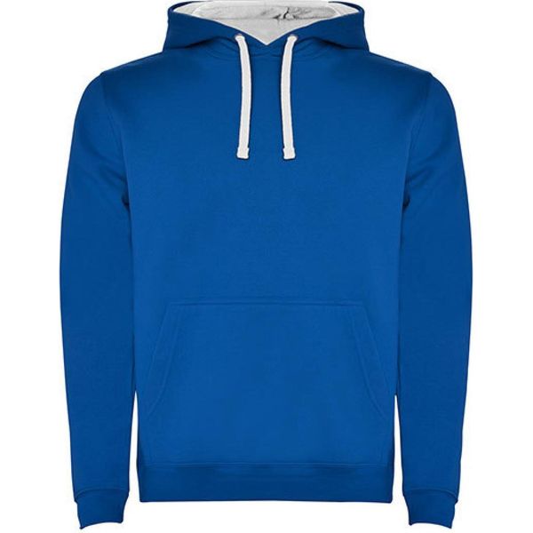 Felpa Con Cappuccio Urban Da Uomo, Interno Spazzolato - Colore: Royal Blue 05/White 01 - Taglia: Xxl-image