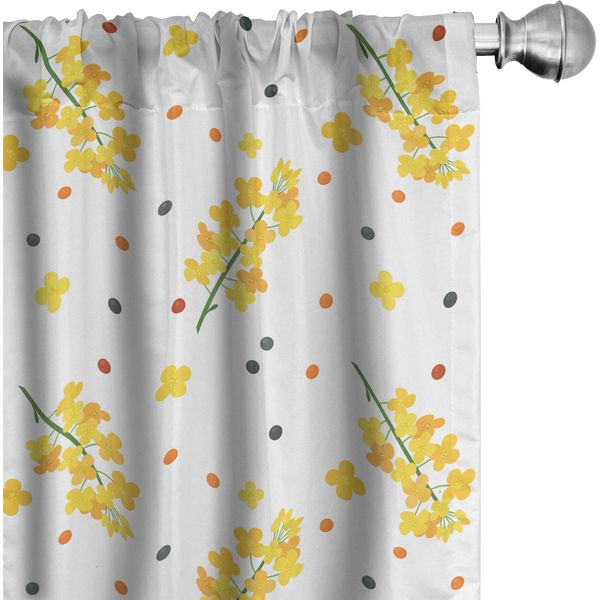 Abakuhaus Tende Senape, Tendaggi, Motivo Dolce Con Ramificazioni Floreali E Graziosi Pois Botanica Astratta Artsy, 2 Pezzi 75 X 245 Cm, Multicolore-image