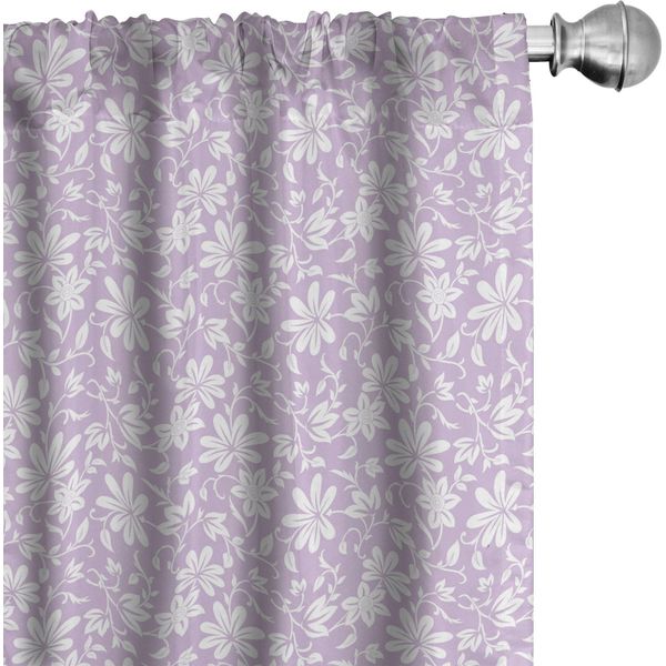 Abakuhaus Tende Floreali, Tende, Vortici Mazzi Di Fiori Primaverili Rami Giardino Botanico Pastello Cortile Primavera, 2 Pezzi 75 X 225 Cm, Lilla E Bianco-image