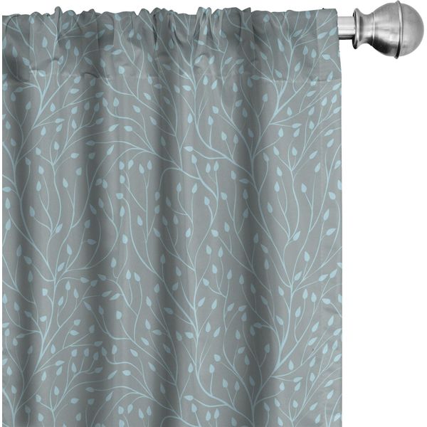 Abakuhaus Tende Bosco, Tende, Rami E Foglie Di Alberi Botanici In Crescita, Illustrazione Stagionale Bosco, 2 Pezzi 75 X 175 Cm, Grigio Verde Acqua E Azzurro-image