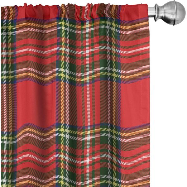 Abakuhaus Tende A Quadri, Tende, Design Classico Vintage Con Motivi Irlandesi Astratti Ispirati Alla Cultura Occidentale Europea, 2 Pezzi 75 X 175 Cm, Multicolore-image