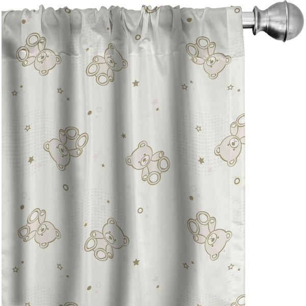 Abakuhaus Tende Beige, Tende, Illustrazione Monocromatica Con Orsacchiotti, Giocattoli Per Bambini, Stelle E Pois, Sfondo Semitono, 2 Pezzi 75 X 175 Cm, Color Guscio D'uovo-image
