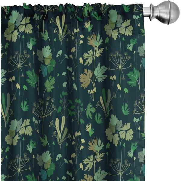 Abakuhaus Tende Floreali, Tende, Concetto Di Silvicoltura Notturna Erbe Selvatiche Denti Di Leone E Foglie Cadenti Motivi Vittoriani, 2 Pezzi 75 X 175 Cm, Multicolore-image