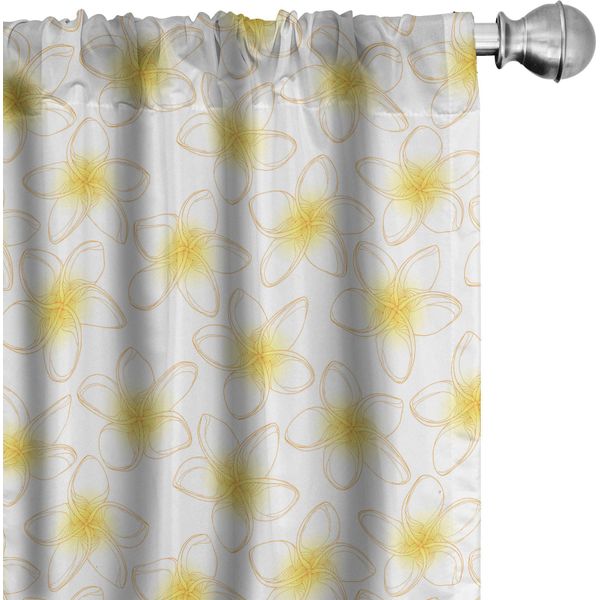 Abakuhaus Tende Floreali, Tende, Petali Di Frangipani Con Contorni Motivo Floreale Estivo Bouquet Esotici Di Bali, 2 Pezzi 75 X 225 Cm, Giallo E Bianco Sporco-image