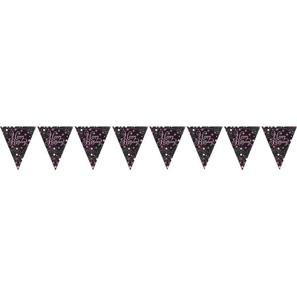 Amscan Glitter Rose Happy Birthday Banner SG12530 (3,9 M) (Nero)-image