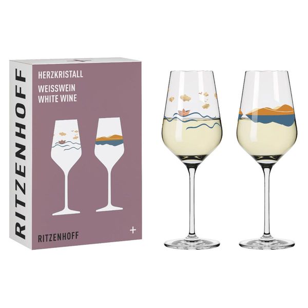 Ritzenhoff WeißWeinglas 2Er Set Herzkristall H23, AuréLie Girod, Applefield, Kristallglas, 380 Ml, 6171001-image