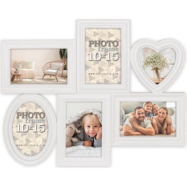 Zep Gallery Frame Barcellona Bianco 6 Foto 10X15 Cm E 10X10 Cm (45,5X37 Cm)-image