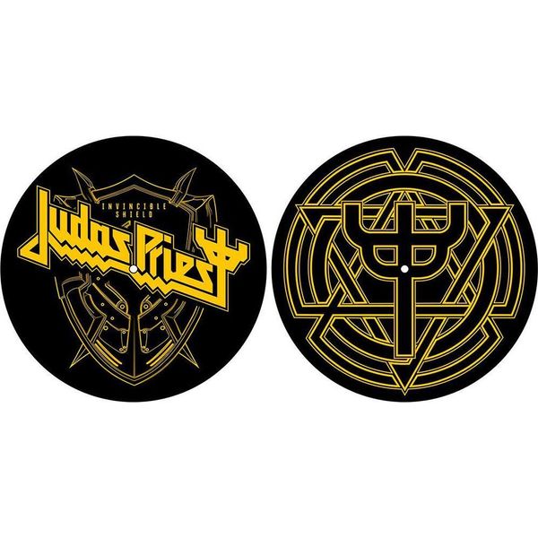Judas Priest - Tappetino Per Giradischi "Invincible Shield"" 2-Pack RO13313 (Taglia Unica) (Nero/Giallo)"-image