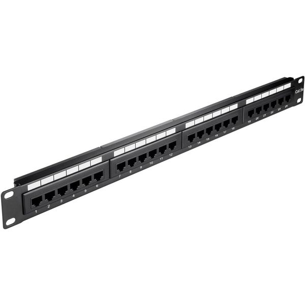 Goobay 93865 Pannello Patch Cat 5E Da 19 Pollici (48,3 Cm), 24 Porte, Utp, Nero - Utp Non Schermato, Nero-image