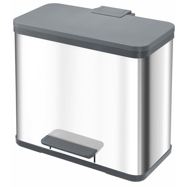 Hailo 0633-200 Separatore Di Rifiuti A Pedale ÖKo Trio Plus L - 3 X 9 L, Acciaio Inox-image