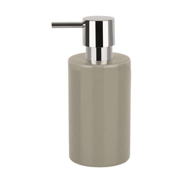 Dispenser Di Sapone Spirella "Tube"" | Con Pompa | Dispenser Di Sapone Liquido | Porcellana | 300Ml | Resistente E Robusto | Tortora/Grigio-Marrone"-image
