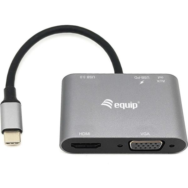 Equip 133483 Equip Adapter 5In1 Usb-C->Hdmi,Vga/Usb3.0,Pd,Aux,4K60Hz 0.15-image