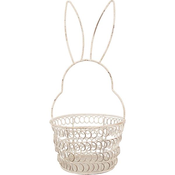 Clayre & Eef Cestino Portaoggetti Coniglio Ø 12X27 Cm Metallo Bianco-image
