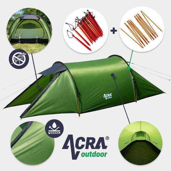 Tenda Turistica Ultraleggera Acra ST32 Per 2 Persone - Verde-image