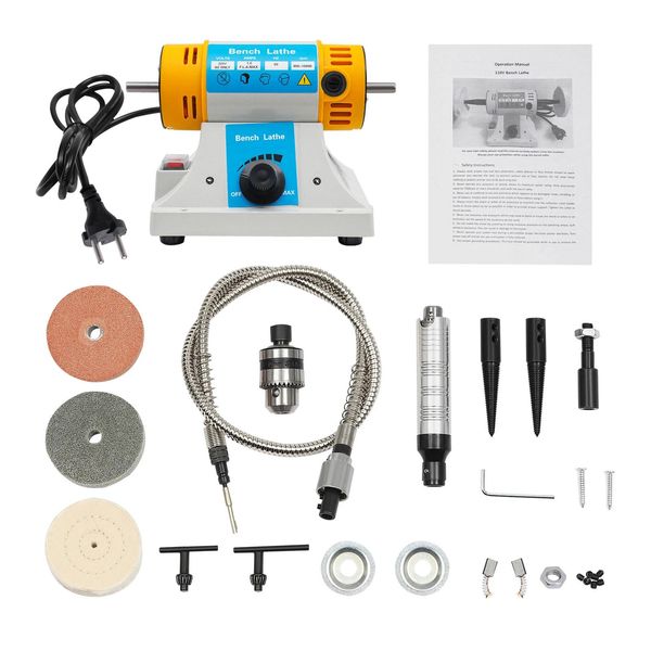 Lucidatrice Da Banco, Motore Da 320W, Velocità Regolabile, Design Compatto , Bianco, Ue-image