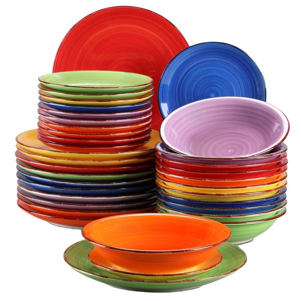 Set Di Stoviglie Vancasso, Ceramica Colorata, Servizio Per 12 Persone, 36 Pezzi Misto Colorato-image