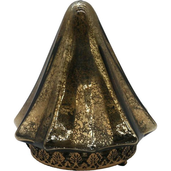 Clayre & Eef Decorazione Natalizia Con Illuminazione A Led Albero Di Natale Ø 14X16 Cm Vetro Color Oro-image