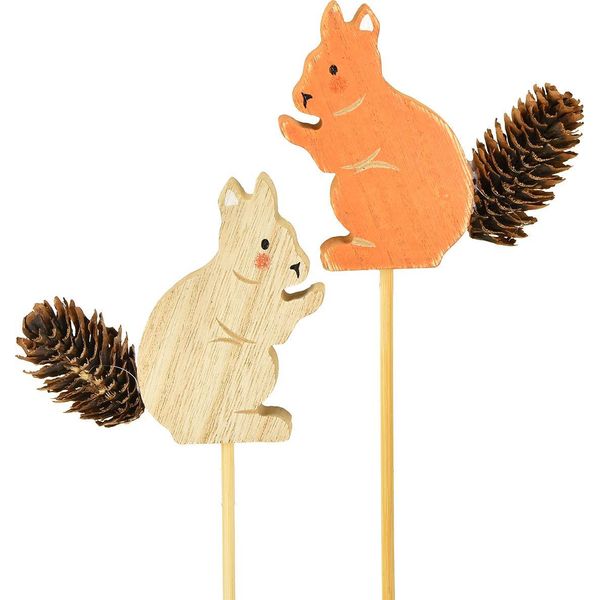 Scoiattolo Decorativo In Legno, Coda A Cono, Decorazione Autunnale Per Il Giardino, Natura Marrone-image