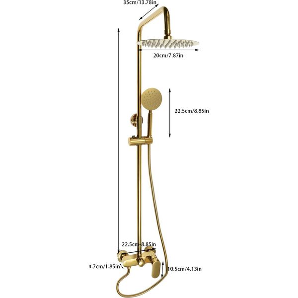 Set Di Colonne Doccia In Oro, Regolabili In Altezza, Struttura In Titanio Resistente, Oro-image