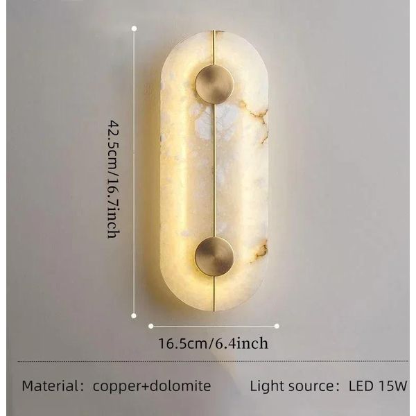 Applique Led A Parete, Design Moderno, Materiale In Rame Resistente, Luce Calda, L16,5H42,5 Cm Oro-image