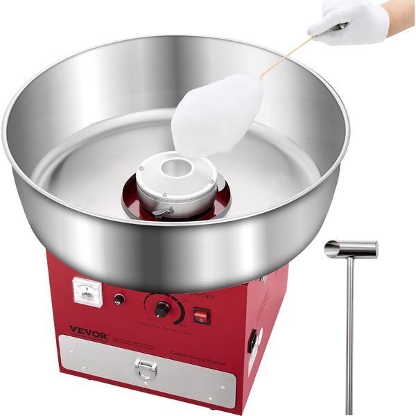 Macchina Per Zucchero Filato Elettrica Vevor Macchine Per Zucchero Filato Commerciali (1000 W) Con Ciotola In Acciaio Inox Da 52 Cm E Paletta Per Lo Zucchero-image