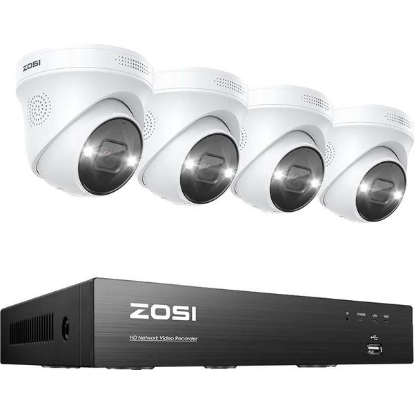 Sistema Di Sorveglianza Zosi, 4K Ultra Hd, Rilevamento Ai Di Persone E Veicoli, 4K Nvr 4 Telecamere Da 5MP, 2T-image