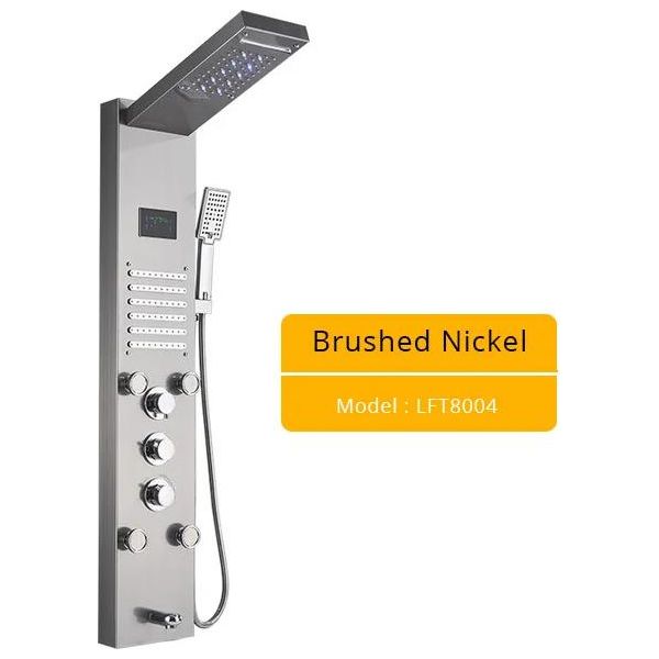 Pannello Doccia A Led Con Luce, Display Digitale Della Temperatura, Design Moderno, Spazzolato 8004-image