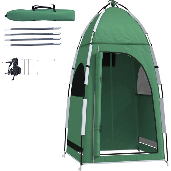 Tenda Da Doccia Portatile, Tessuto In Poliestere Resistente, Ampia Camera Da Letto Per Una Persona, Verde-image