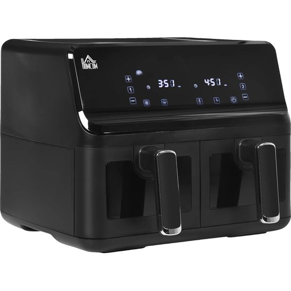 Friggitrice Ad Aria Calda Doppia, Capacità 8L, Potenza 2500W, Cestelli Indipendenti, Nero, Eu-image