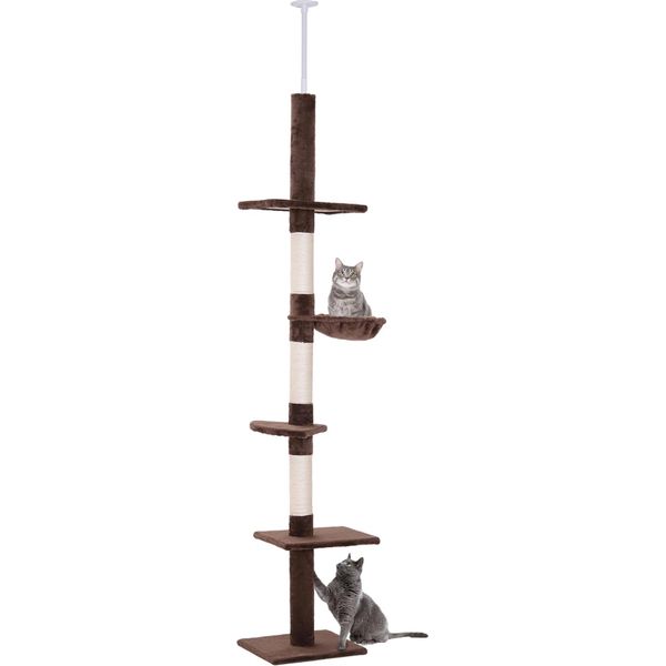 Albero Per Gatti, 5 Livelli, Materiale In Legno, Marrone-image