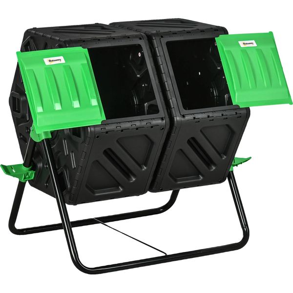 Compostiera, A Doppia Camera, In Metallo, 67X60X77 Cm, Nero-image