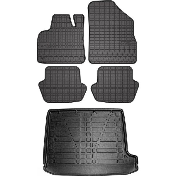 Set Di Tappetini E Rivestimenti Per Il Bagagliaio Per Citroen DS5 2011-2015 In Gomma Tpe Nero 5X-image