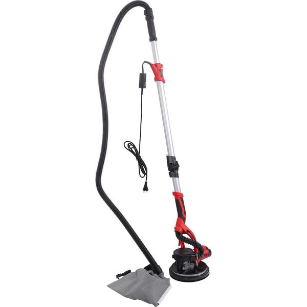 Levigatrice A Secco Per Soffitti E Pareti - Levigatrice Rotorbitale - 850 W - 6 Velocità 800-1800 Giri/Min - Luce Led - Sacchetto Per La Polvere - Testa Regolabile 0-90° - 220 V - Rosso-image