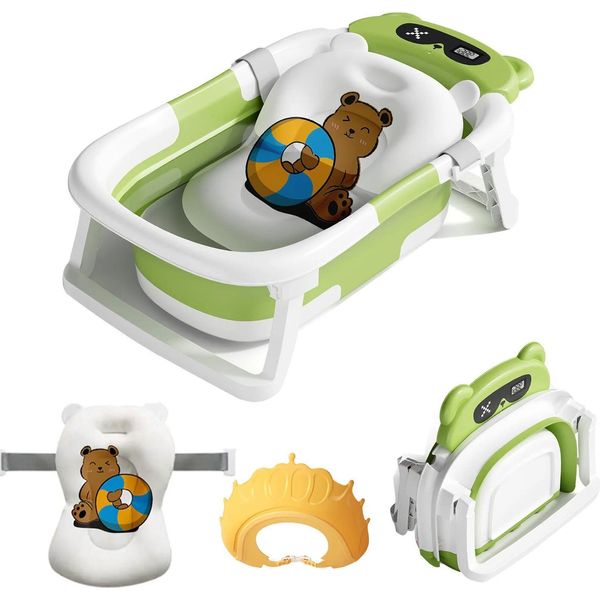 Bagnetto Per Bambini, Sensore Di Temperatura Intelligente, Design Pieghevole, Tipo 2 Verde-image